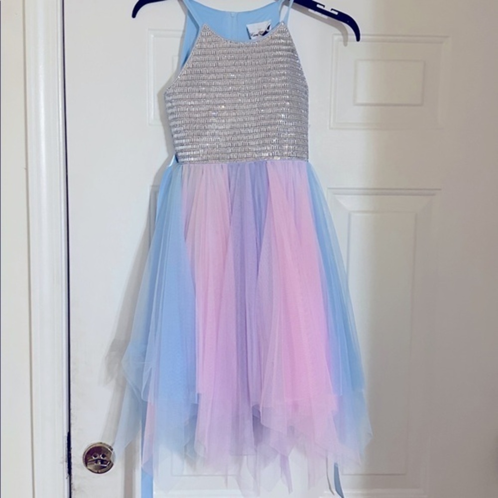 Rare Edition Sparkling Pink Blue Kids Dress Pageant Dress Princess Dress Chiffon